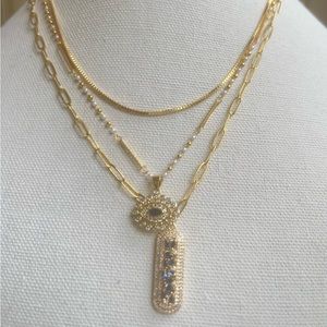 765 Three layer charm necklace